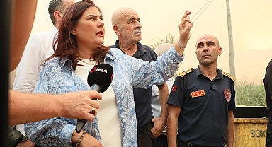 BAŞKAN ÖZLEM ÇERÇİOĞLU YANGIN BÖLGESİNDE
